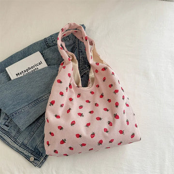 Xajzpa Large Capacity Shoulder Bag Fashionable and 2Beautiful Student Book Tote Bag Personalized and Minimalist Corduroy Shopping Bag